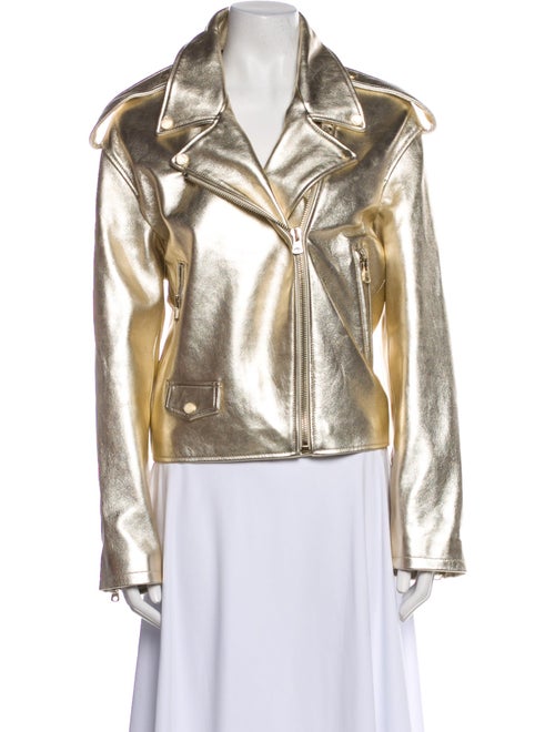 St. John Leather Printed Biker Jacket