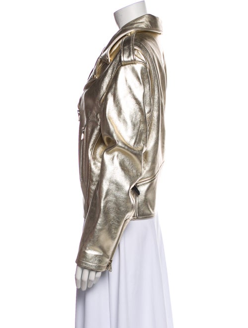 St. John Leather Printed Biker Jacket