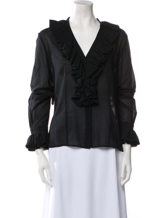 St. John Silk V-Neck Blouse
