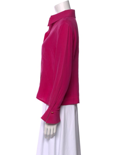 St. John Silk Long Sleeve Button-Up Top