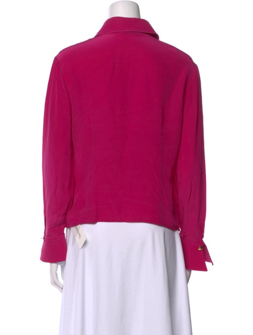 St. John Silk Long Sleeve Button-Up Top