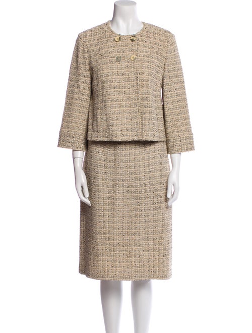 St. John Wool Tweed Pattern Skirt Suit