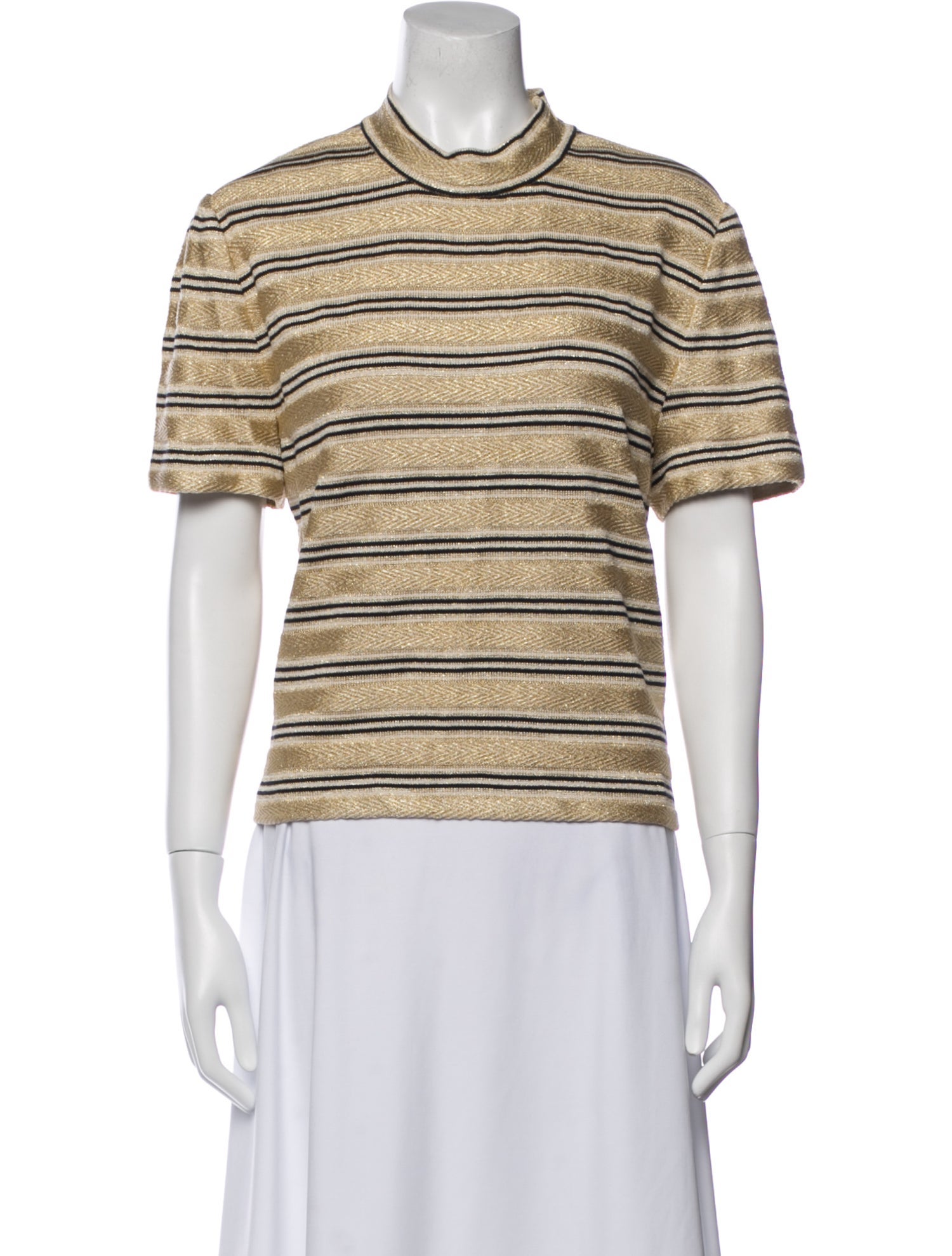 St. John Striped Crew Neck Top