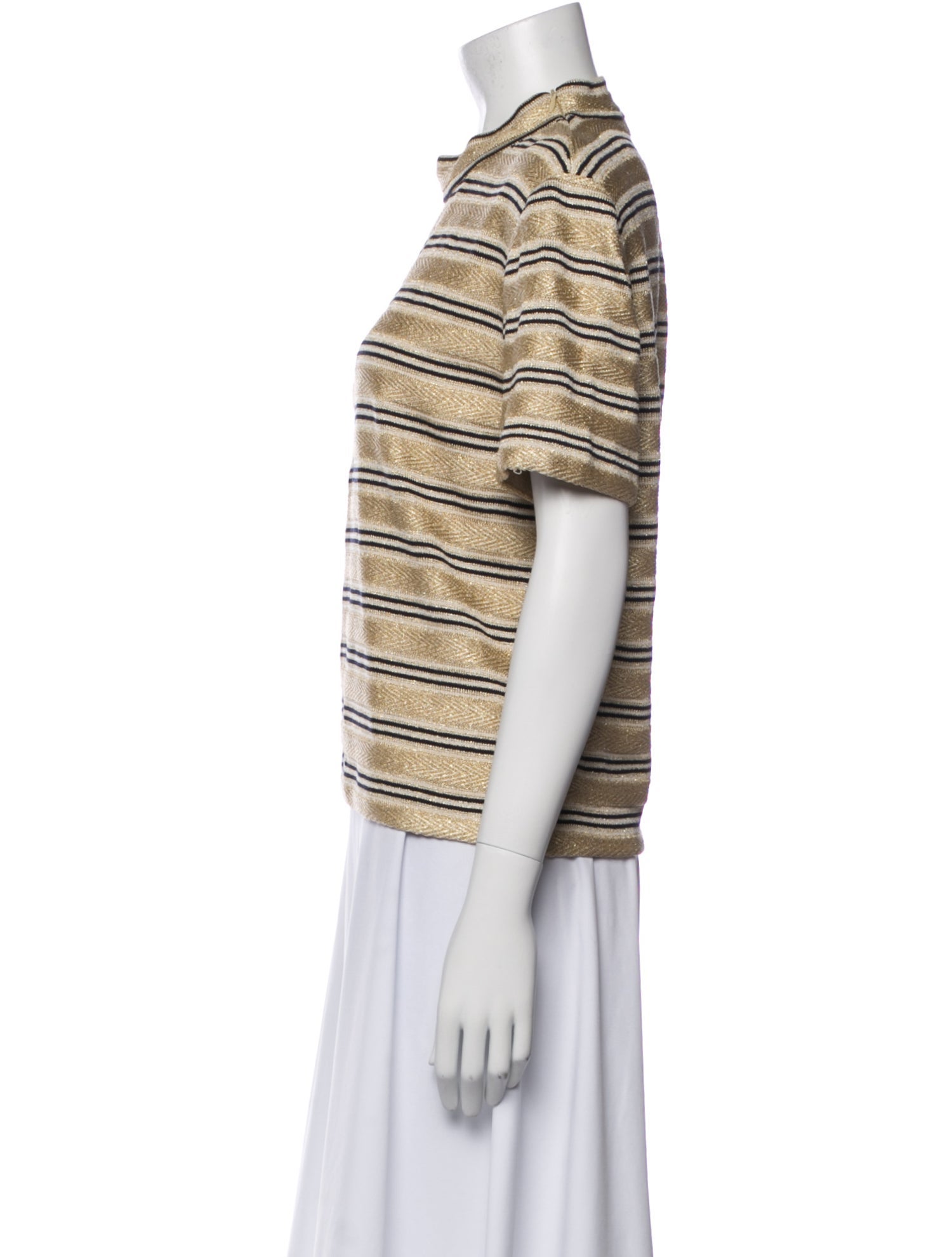 St. John Striped Crew Neck Top
