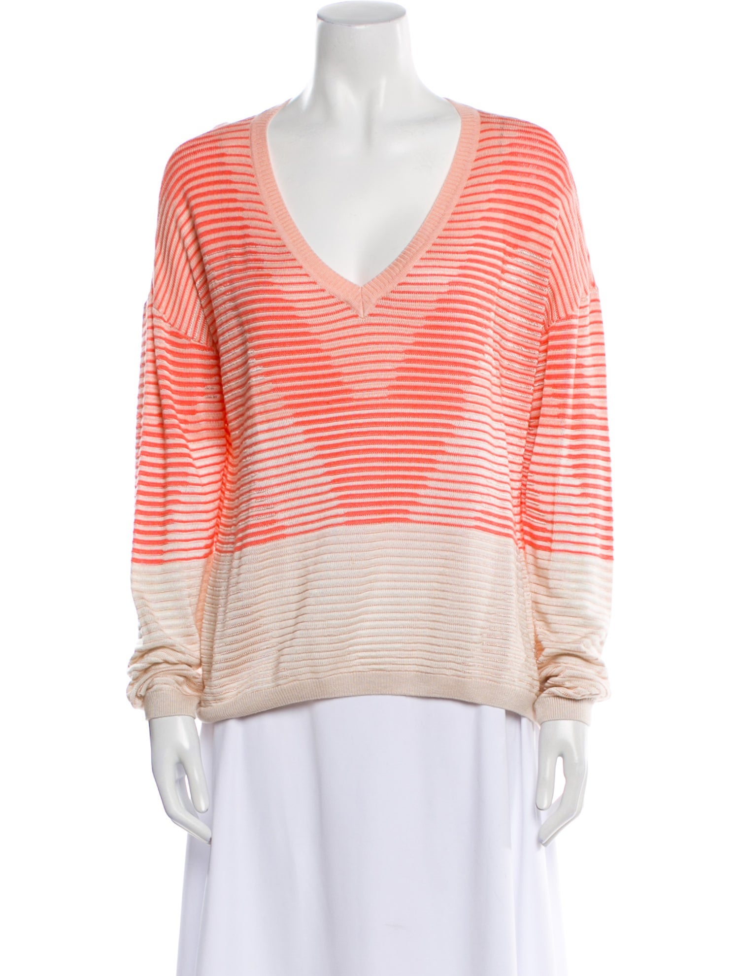 St. John Striped V-Neck Sweater