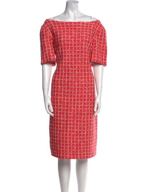St. John Plaid Print Knee-Length Dress