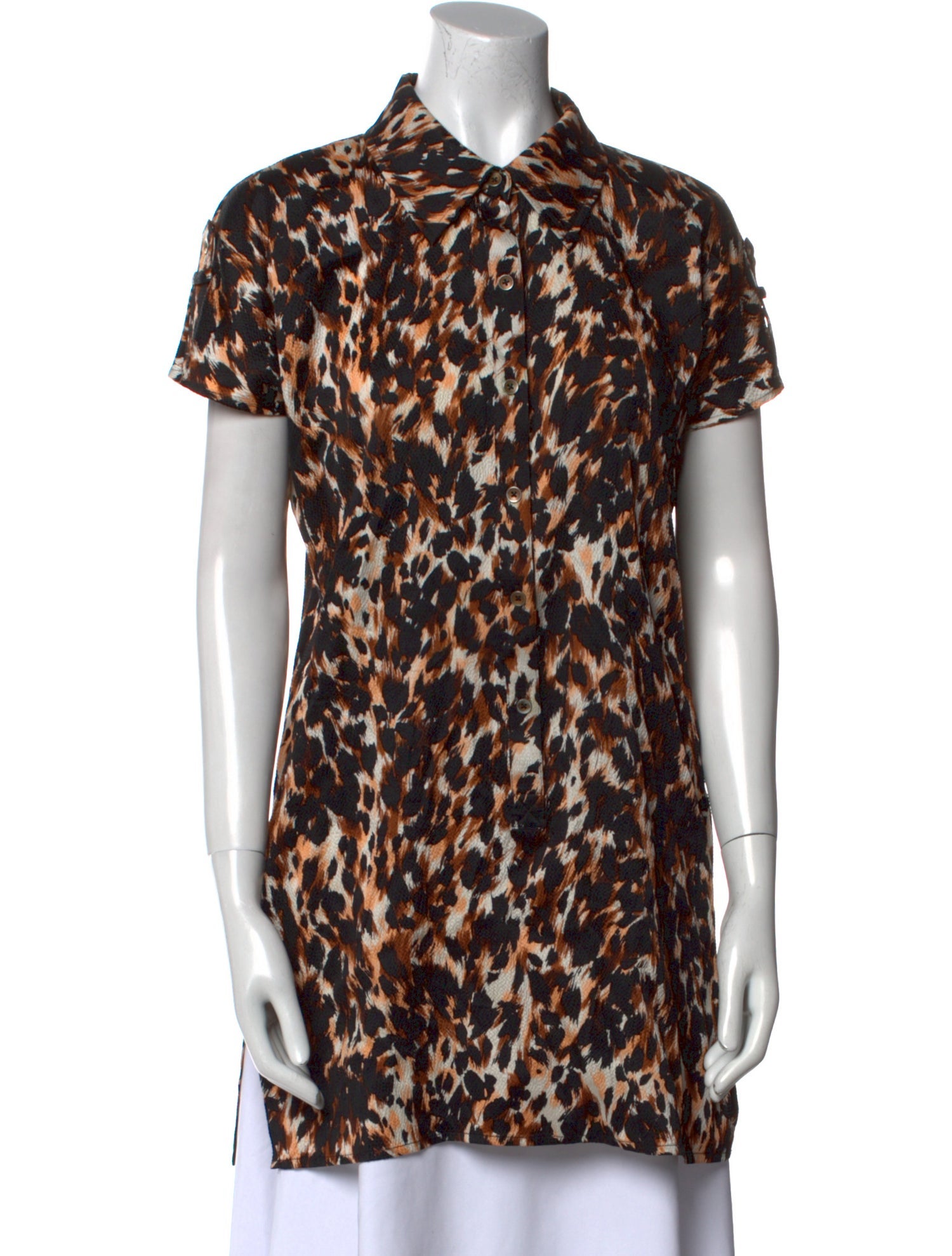 St. John Silk Animal Print Polo