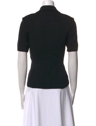 St. John Wool Short Sleeve Button-Up Top