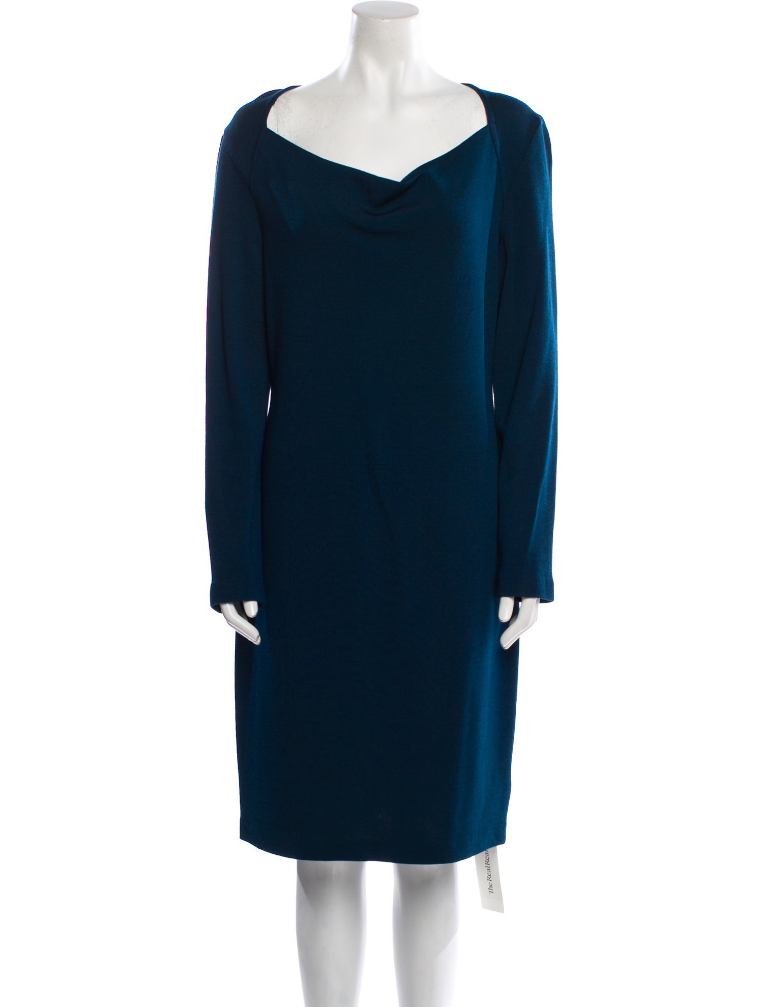 St. John Cowl Neck Knee-Length Dress