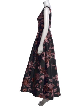 St. John Floral Print Long Dress
