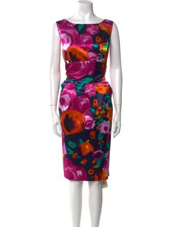 St. John Floral Print Knee-Length Dress
