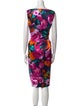 St. John Floral Print Knee-Length Dress