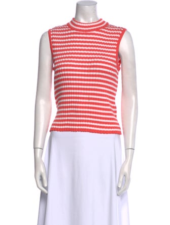 St. John Striped Mock Neck Top