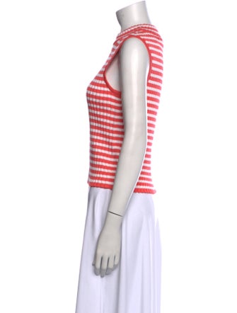 St. John Striped Mock Neck Top