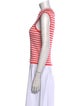 St. John Striped Mock Neck Top