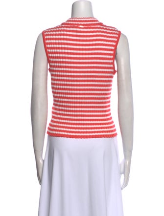 St. John Striped Mock Neck Top
