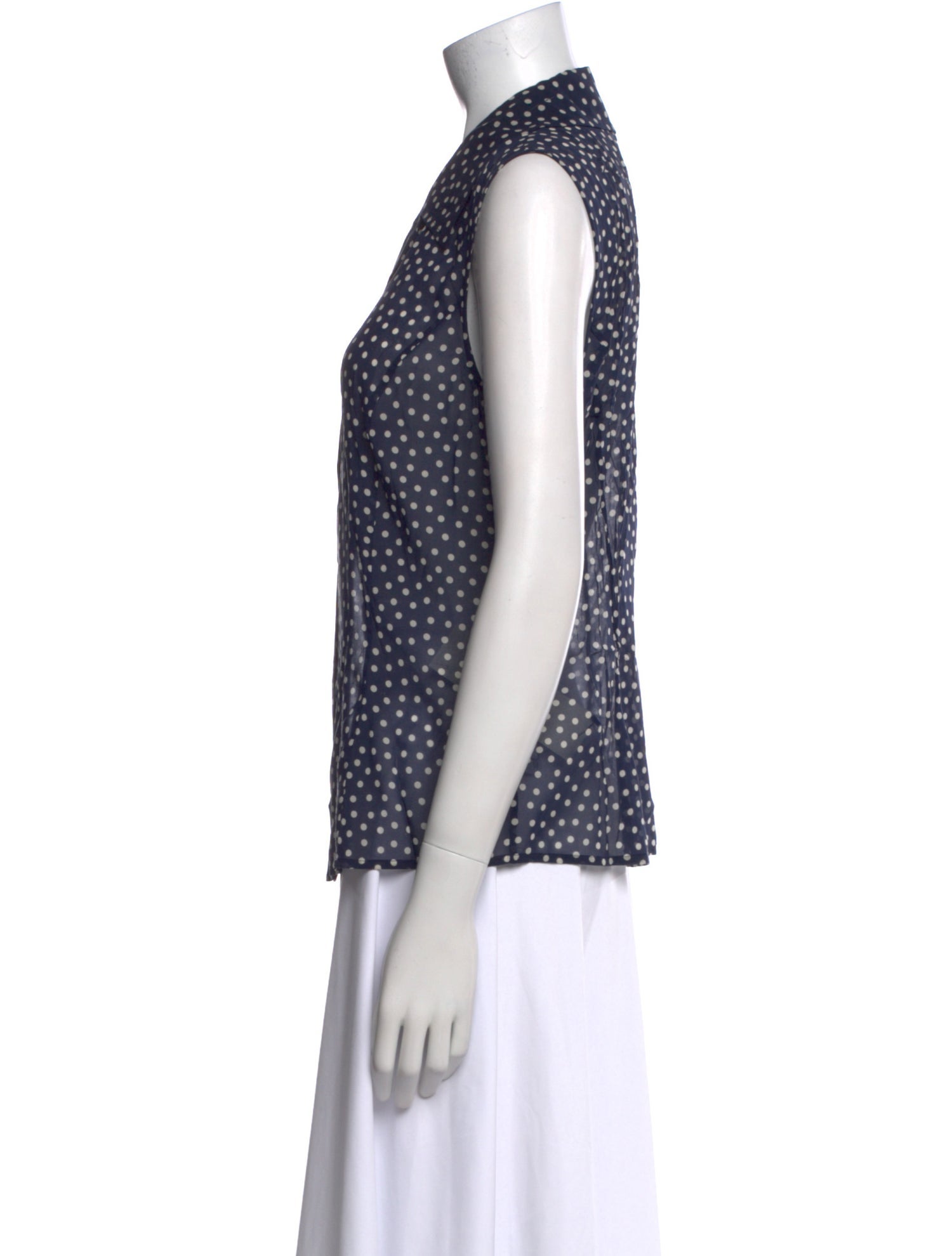 St. John Silk Polka Dot Print Button-Up Top