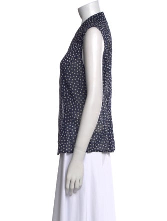 St. John Silk Polka Dot Print Button-Up Top