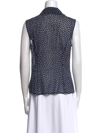 St. John Silk Polka Dot Print Button-Up Top