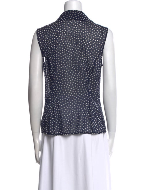 St. John Silk Polka Dot Print Button-Up Top