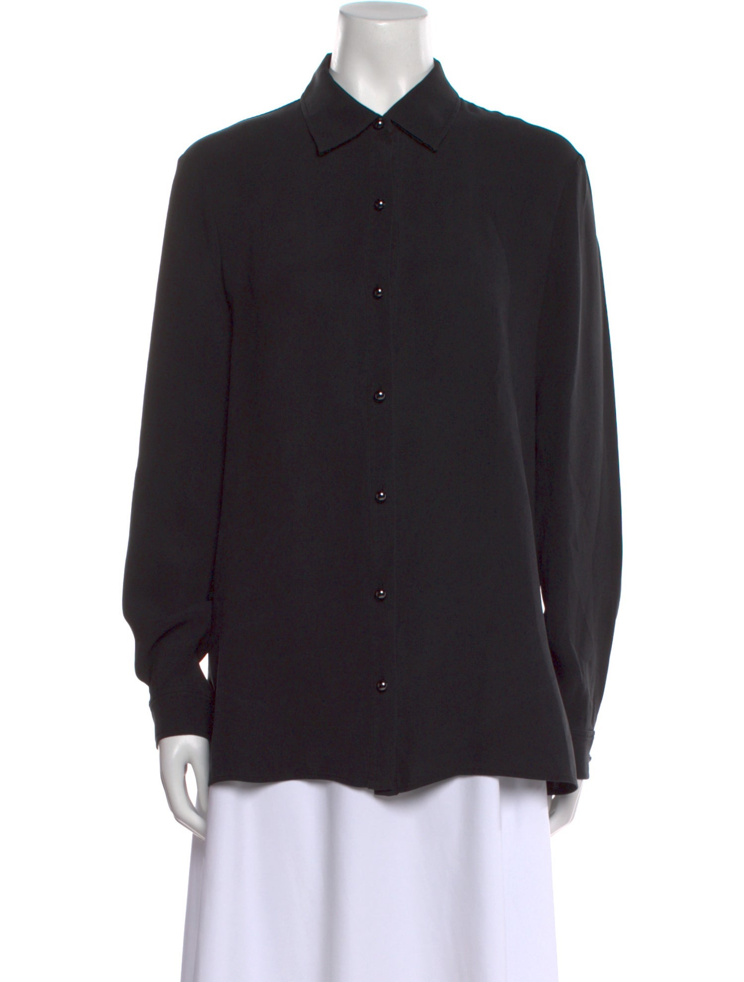 St. John Silk Long Sleeve Button-Up Top