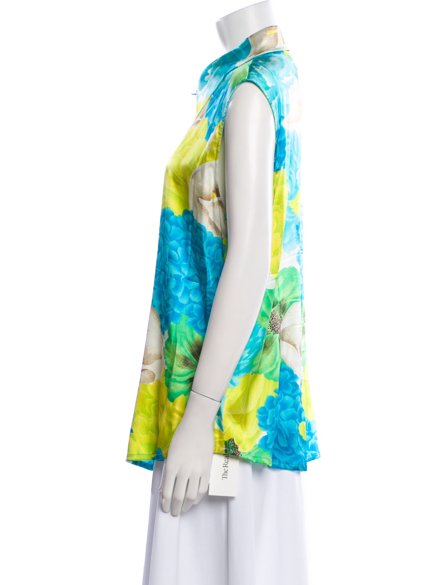 St. John Silk Floral Print Button-Up Top