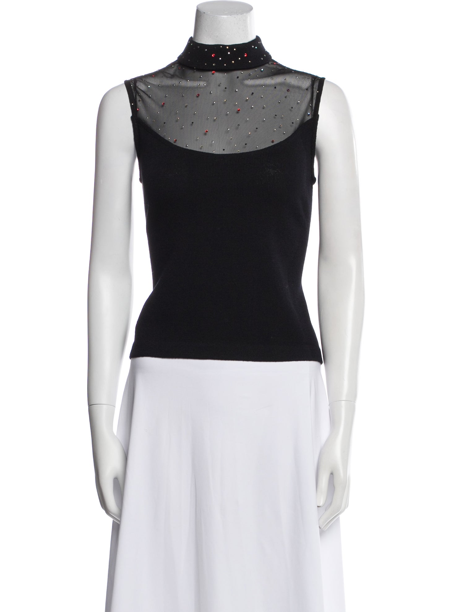 St. John Mock Neck Sleeveless Top