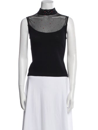 St. John Mock Neck Sleeveless Top