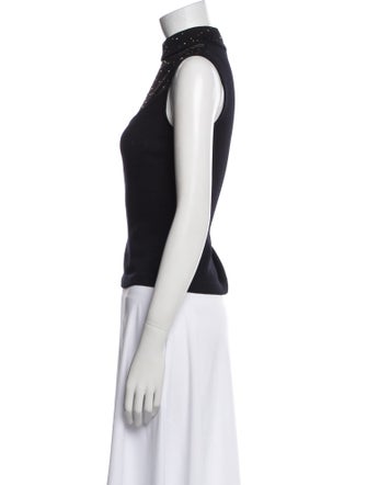St. John Mock Neck Sleeveless Top