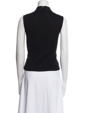 St. John Mock Neck Sleeveless Top