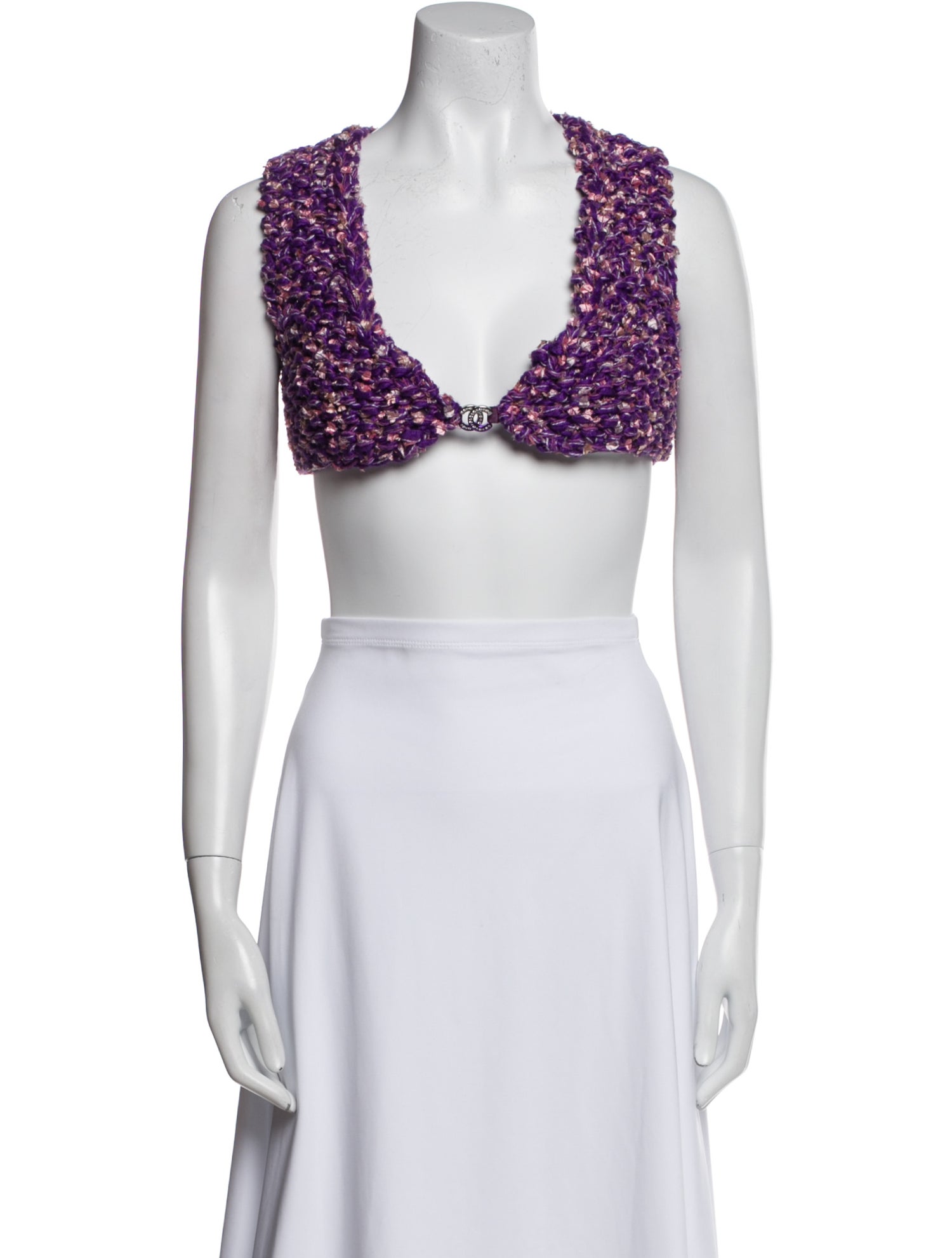 St. John Printed V-Neck Crop Top