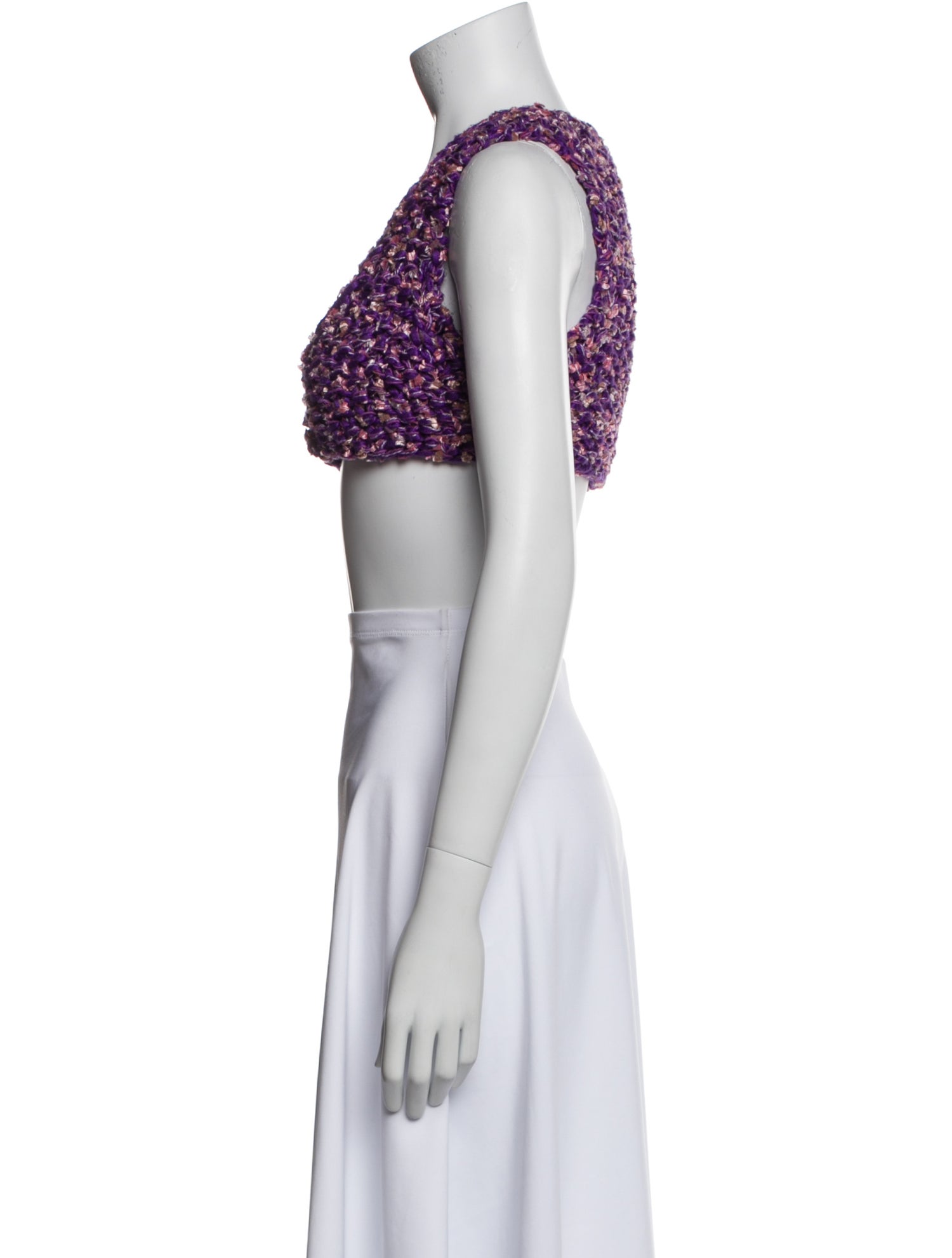 St. John Printed V-Neck Crop Top