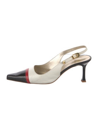 St. John Leather Colorblock Pattern Slingback Pumps