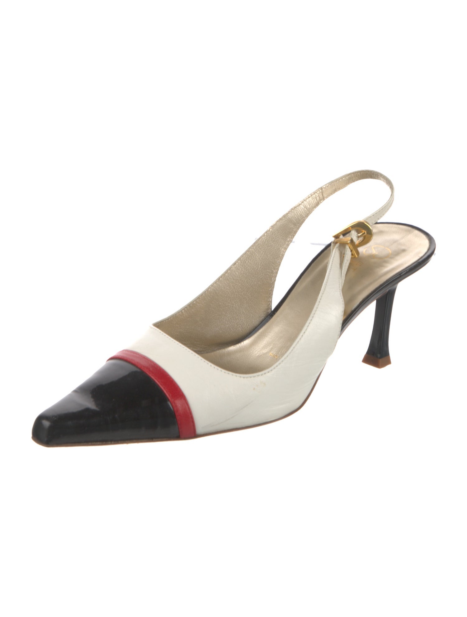 St. John Leather Colorblock Pattern Slingback Pumps