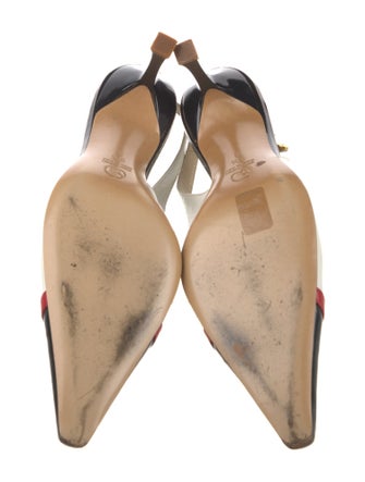 St. John Leather Colorblock Pattern Slingback Pumps