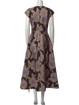 St. John Floral Print Long Dress