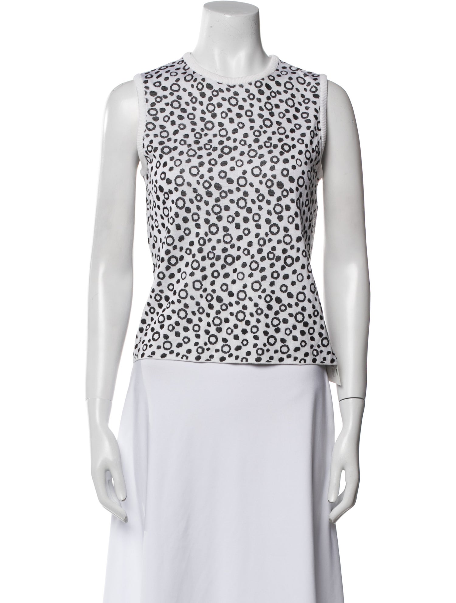 St. John Polka Dot Print Crew Neck Top