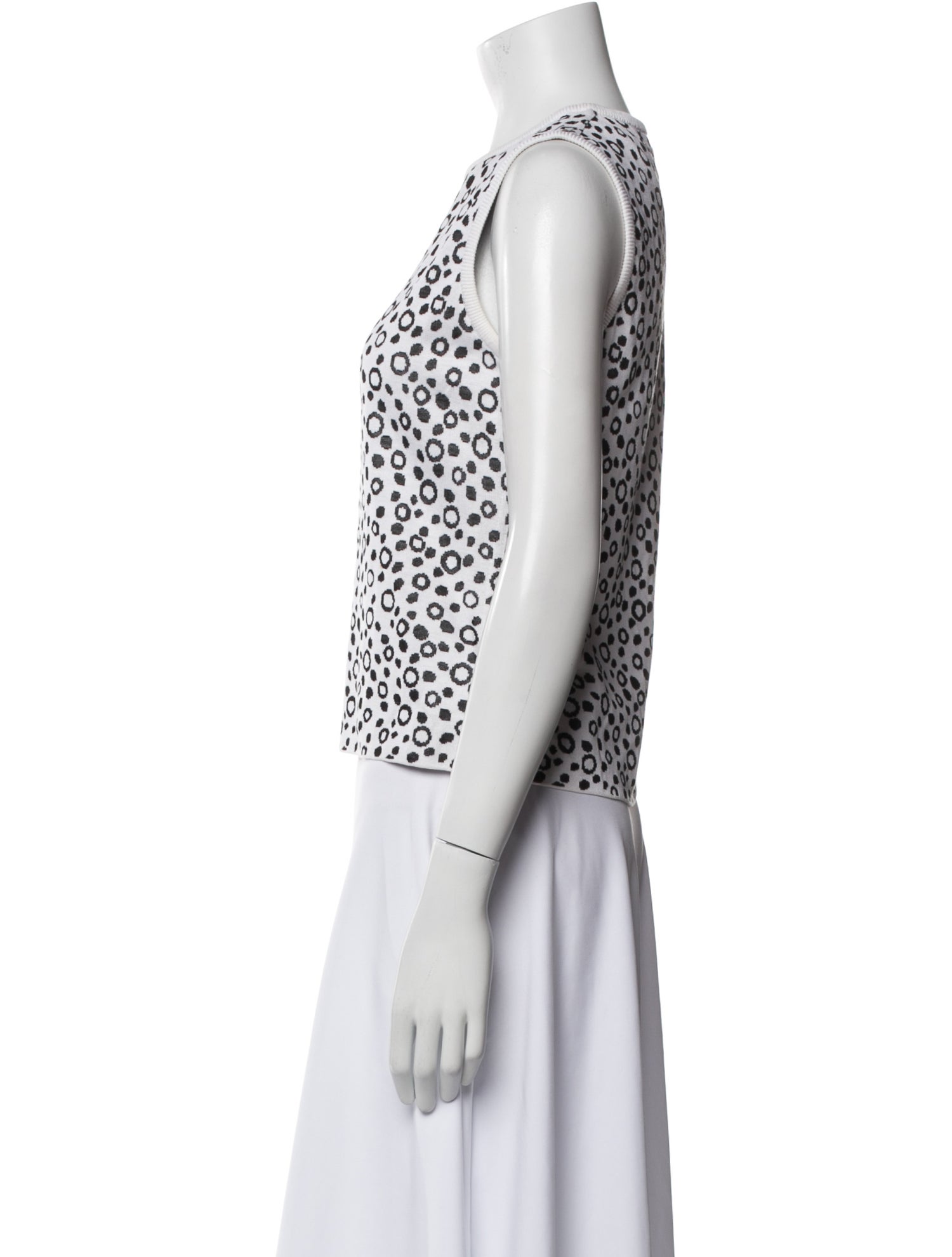 St. John Polka Dot Print Crew Neck Top