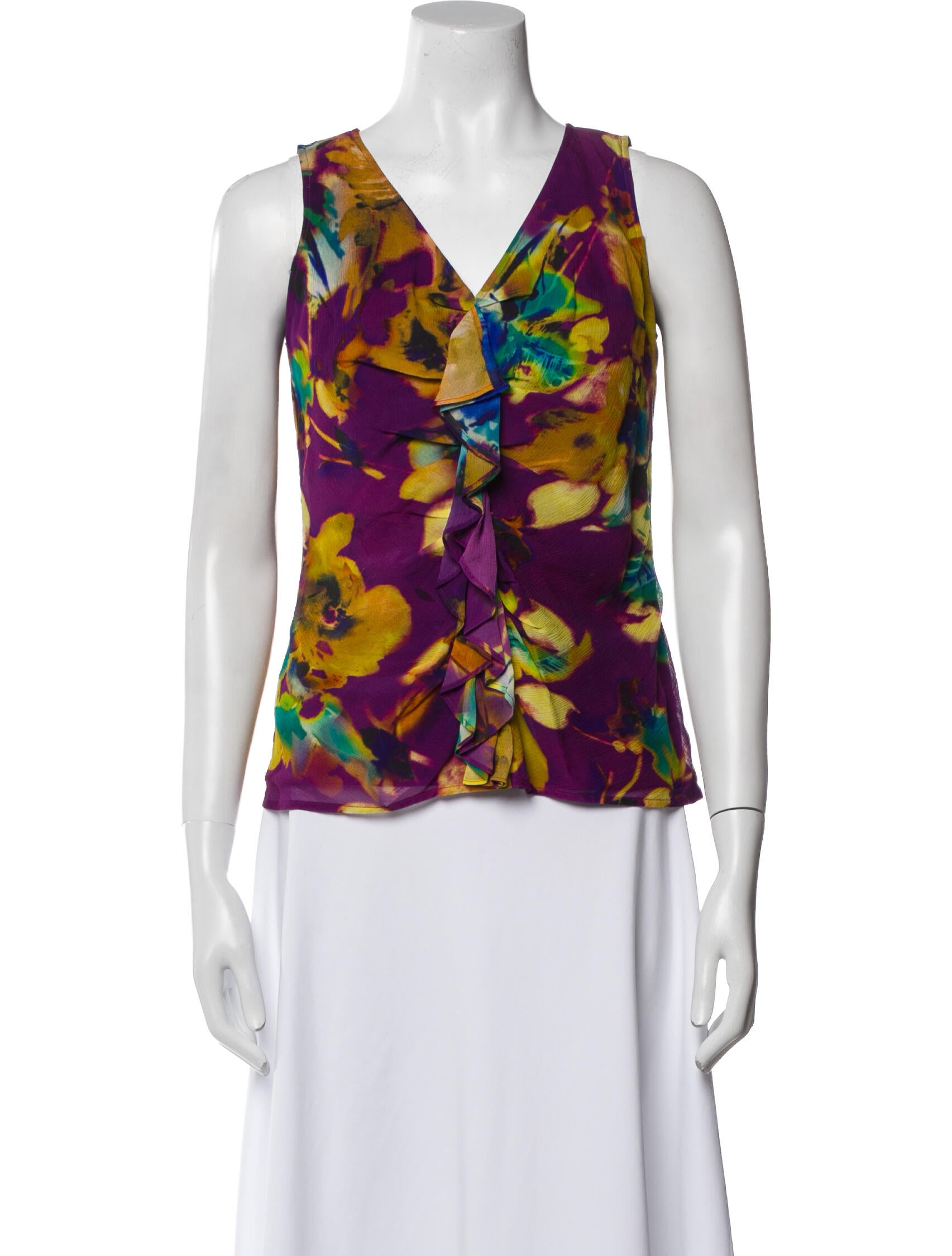 St. John Silk Floral Print Blouse