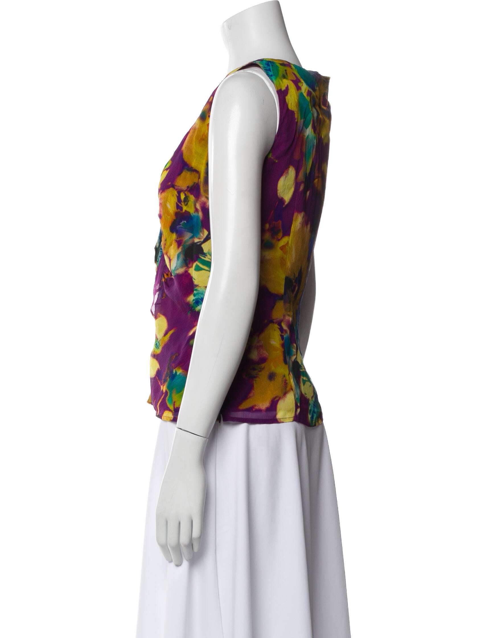St. John Silk Floral Print Blouse