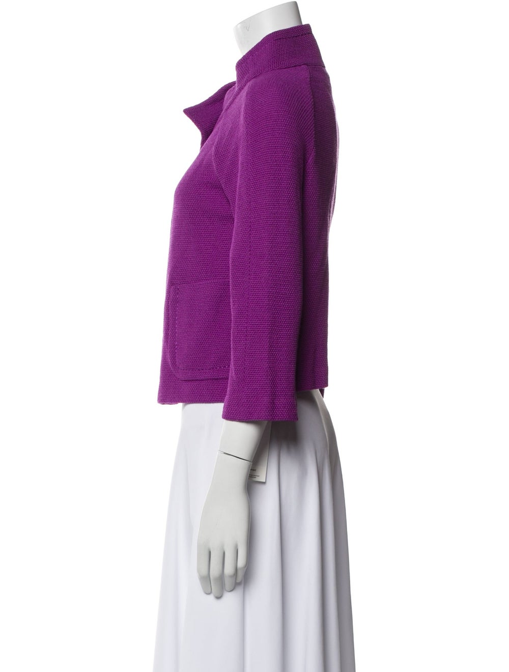 St. John Jacket Purple Stand Collar Patch Pockets… - image 2