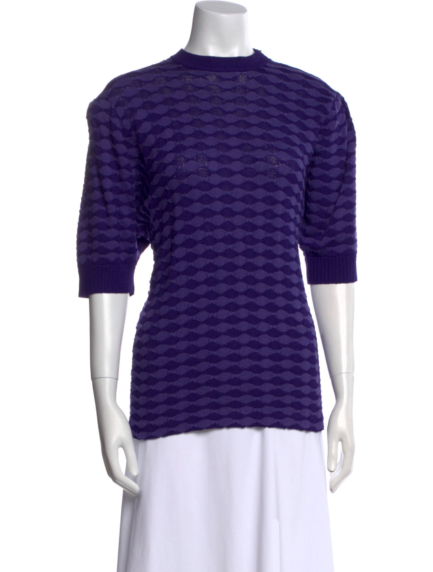 St. John Plaid Print Mock Neck Top