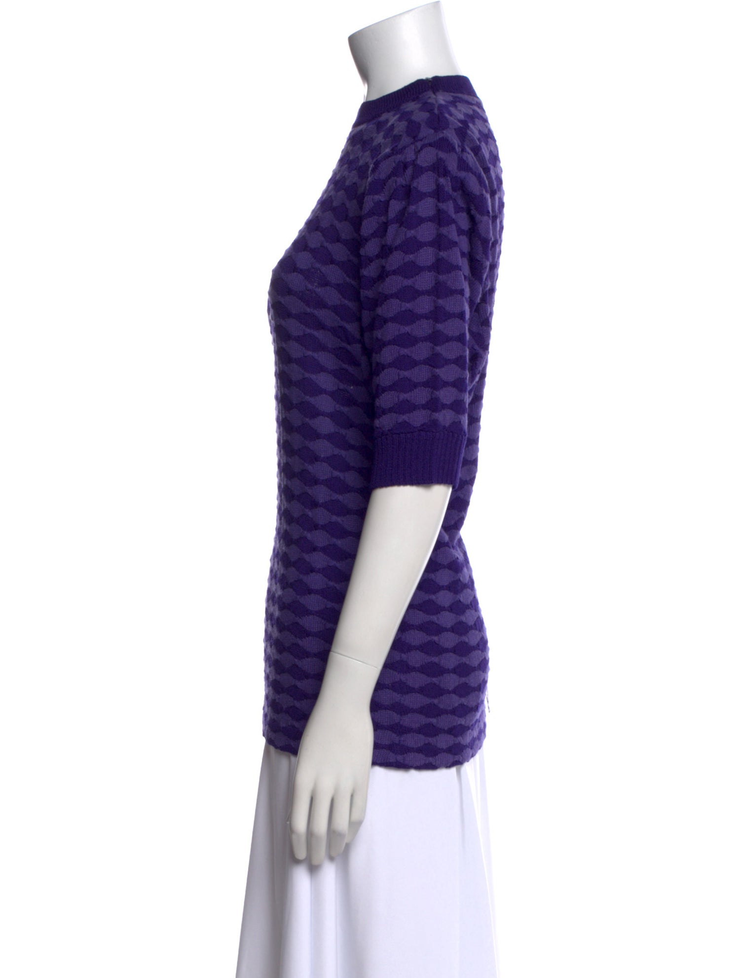 St. John Plaid Print Mock Neck Top