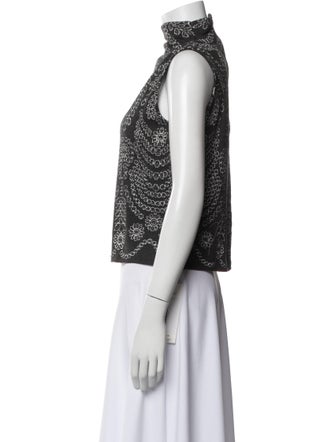 St. John Lace Pattern Mock Neck Crop Top