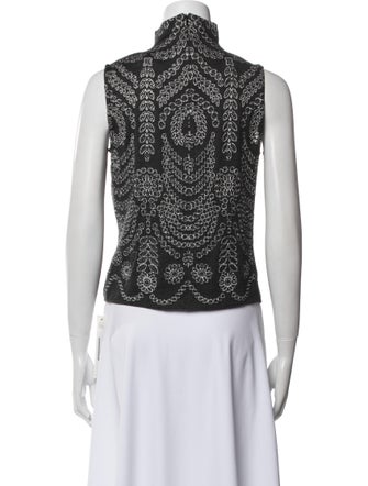 St. John Lace Pattern Mock Neck Crop Top