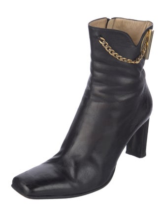 St. John Leather Chain-Link Accents Boots