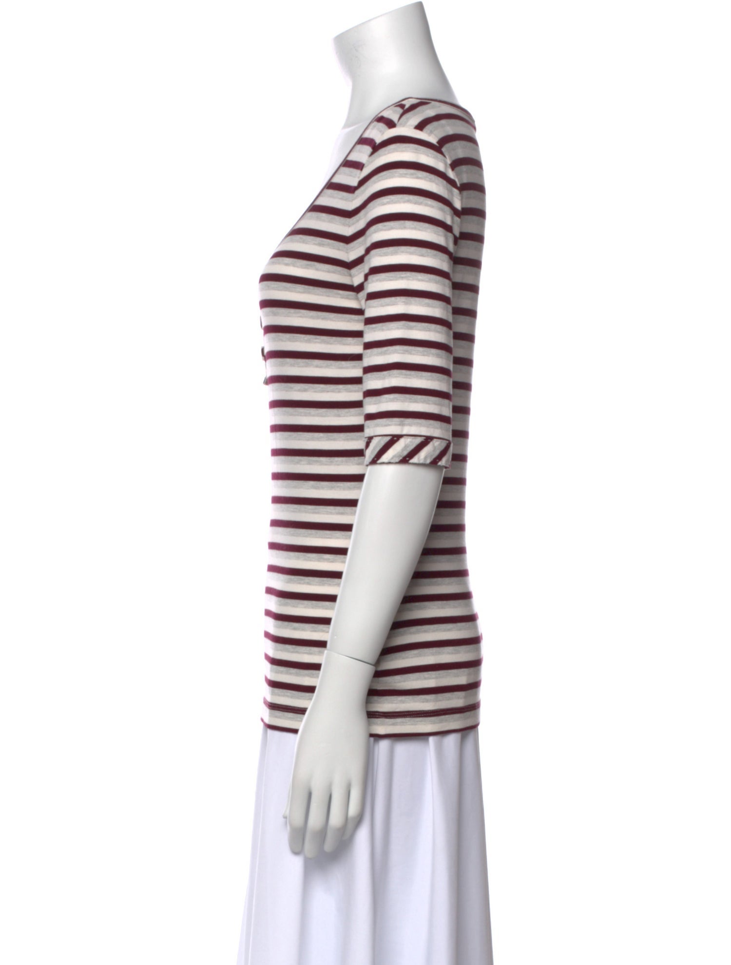 St. John Striped Scoop Neck T-Shirt