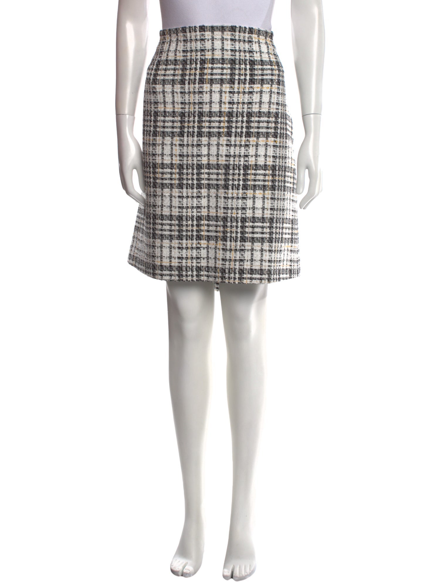 St. John Plaid Print Knee-Length Skirt