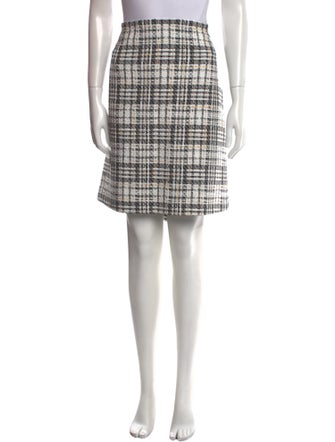 St. John Plaid Print Knee-Length Skirt