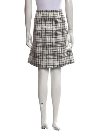 St. John Plaid Print Knee-Length Skirt